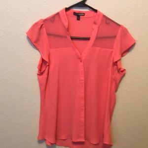 Express peach/pink button up blouse